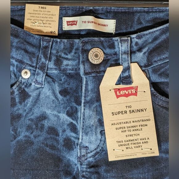 New With Tags Levi's 710 Super Skinny Tie-Dye Adjustable Waistband Size 7 Reg. - Picture 7 of 10